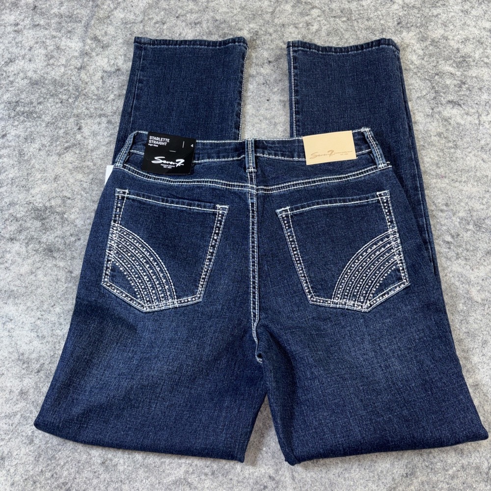 New Seven 7 Denim Jeans Women's 4 Dark Wash Starlette Straight Embellished